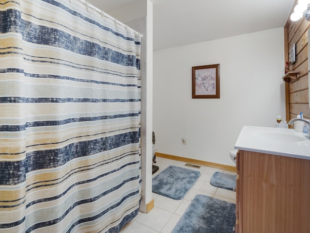 102-108 Fred Catlin Rd, Owego, NY 13827 - bathroom featuring vanity, curtained shower, baseboards, toilet, and tile patterned flooring