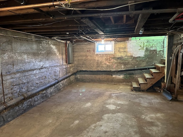 basement with electric panel