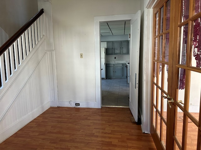 30 Turner St, Austin, PA 16720 - hallway with dark wood-style floors, french doors, and stairway
