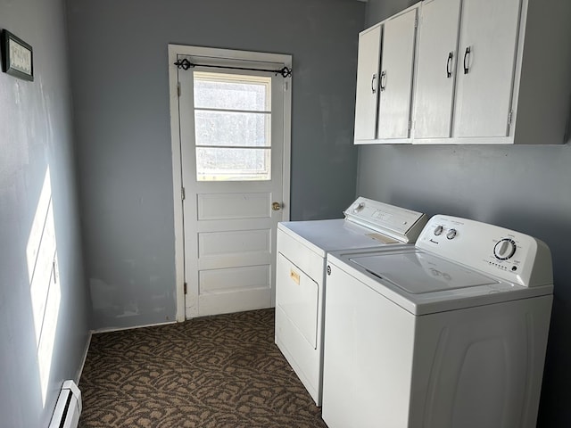 30 Turner St, Austin, PA 16720 - washroom featuring washing machine and dryer, a baseboard radiator, and cabinet space