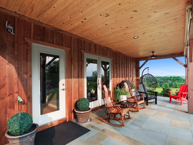 4535 Covered Bridge Rd, Ulster, PA 18850 - view of patio featuring french doors and ceiling fan