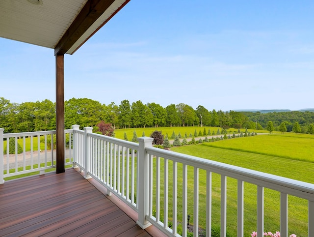 4535 Covered Bridge Rd, Ulster, PA 18850 - wooden deck with view of scattered trees and a lawn