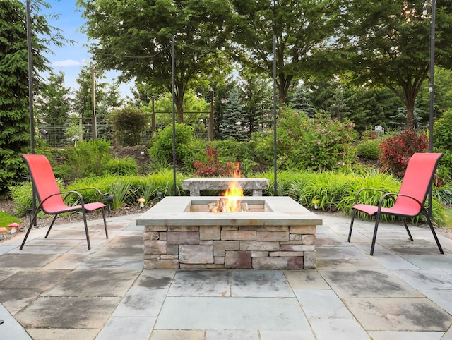 4535 Covered Bridge Rd, Ulster, PA 18850 - view of patio with an outdoor fire pit