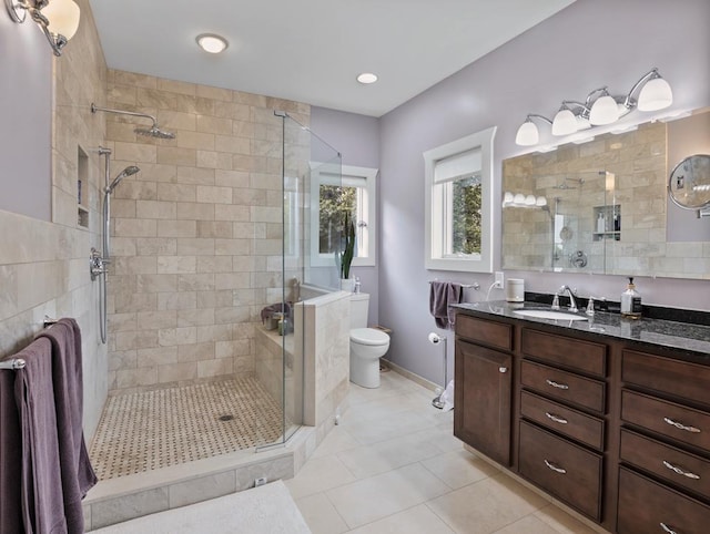4535 Covered Bridge Rd, Ulster, PA 18850 - full bath featuring a stall shower, tile patterned floors, vanity, toilet, and recessed lighting