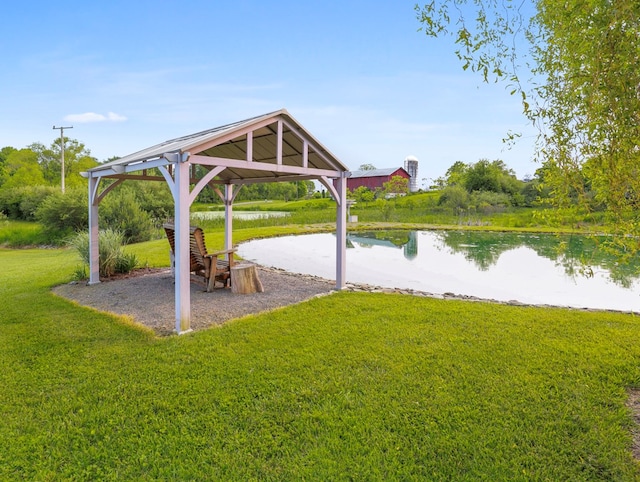 4535 Covered Bridge Rd, Ulster, PA 18850 - view of grassy yard with a gazebo and a water view