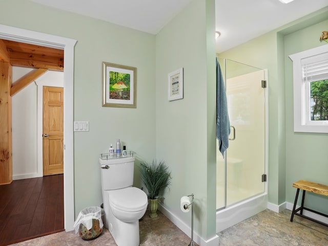 4535 Covered Bridge Rd, Ulster, PA 18850 - full bath featuring a shower stall, toilet, and baseboards