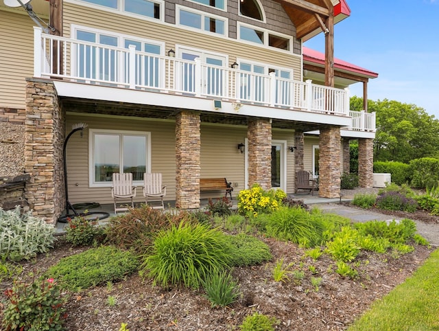 4535 Covered Bridge Rd, Ulster, PA 18850 - view of front of home with a balcony and a patio area
