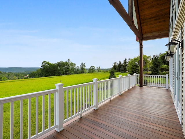 4535 Covered Bridge Rd, Ulster, PA 18850 - wooden deck featuring a yard and a view of rural / pastoral area