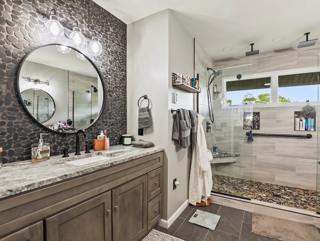 13 Alpine Dr, Athens, PA 18810 - full bath with a stall shower, vanity, baseboards, and tile patterned flooring