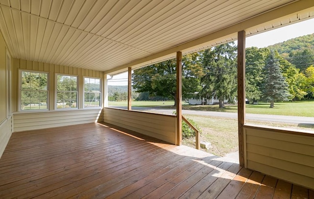 view of unfurnished sunroom