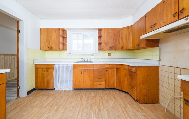 kitchen featuring sink and light hardwood / wood-style flooring