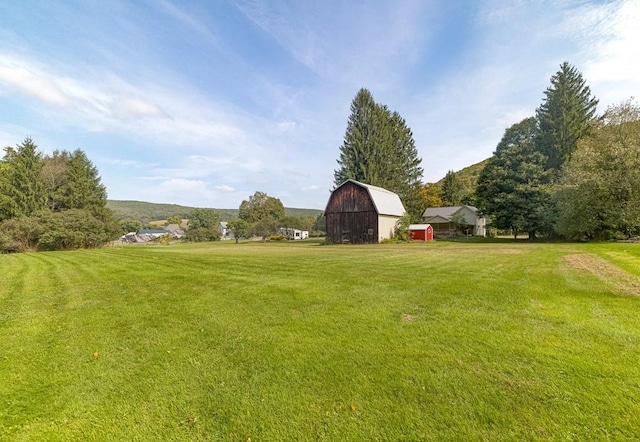 view of yard with an outbuilding