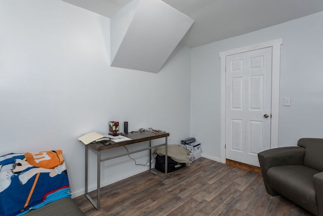 living area with dark hardwood / wood-style floors