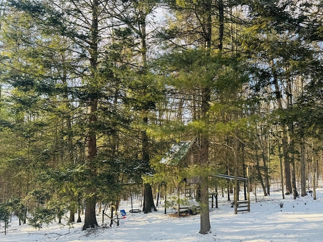 view of snow covered land