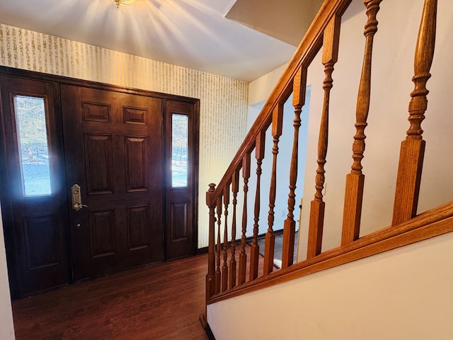 foyer entrance with dark wood-type flooring