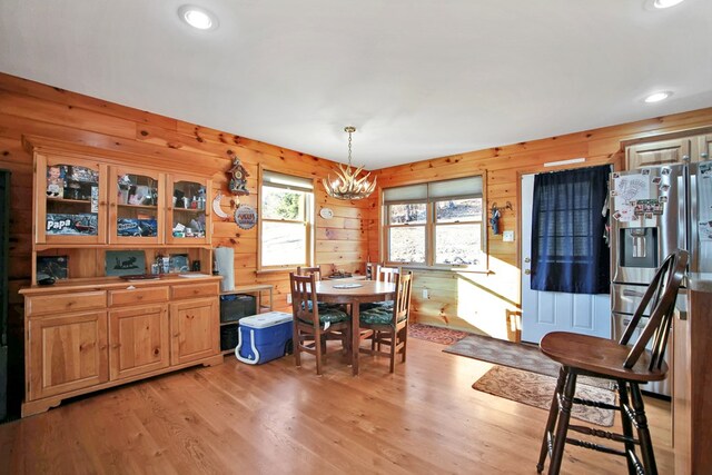 5284-A Rte 6 W, Ulysses, PA 16948 - dining room with light wood-type flooring, a chandelier, wooden walls, and recessed lighting