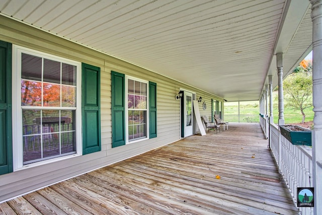 wooden deck with covered porch