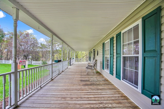 wooden deck with a porch