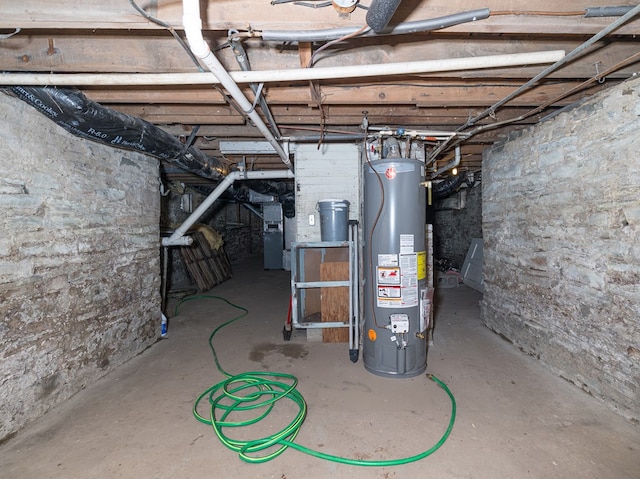 basement with water heater