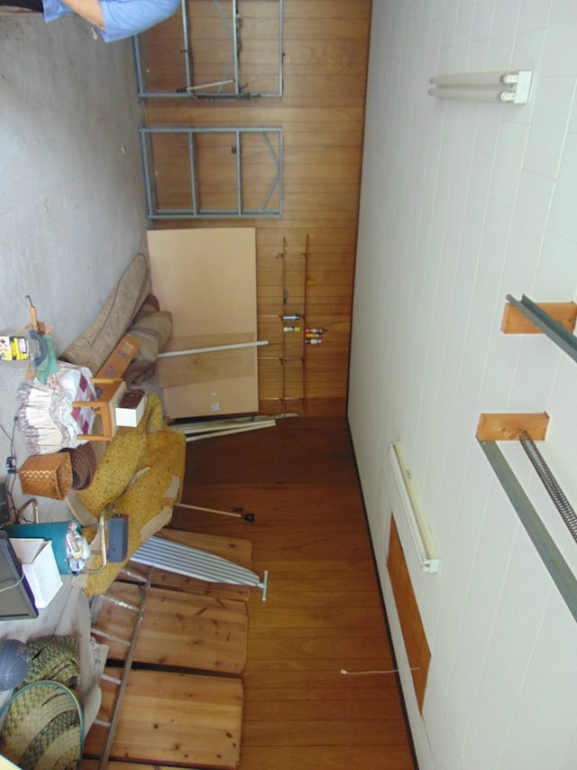 208 Tyler St, Athens, PA 18810 - interior space featuring wood finished floors and wooden walls