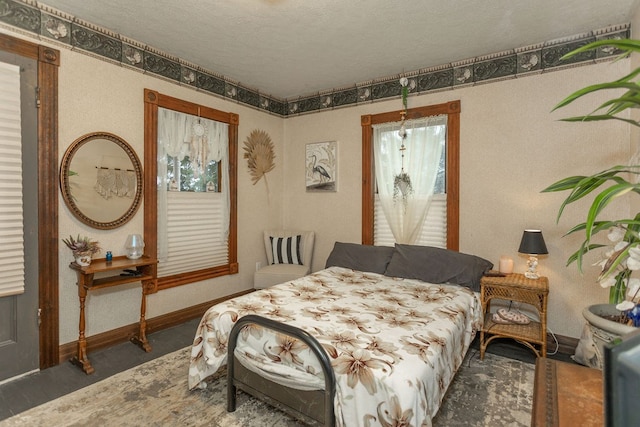 bedroom with a textured ceiling