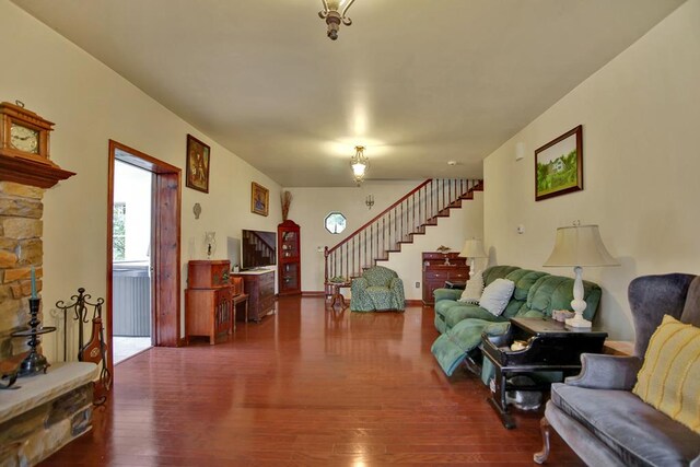 743 Stone Rd, Westfield, PA 16950 - living room featuring stairs and wood finished floors