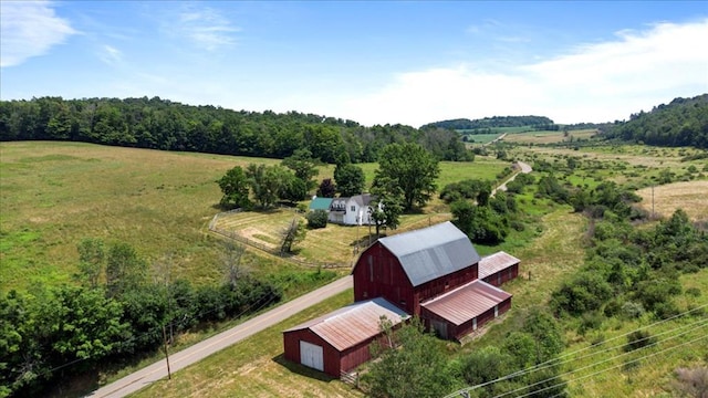 drone / aerial view with a rural view