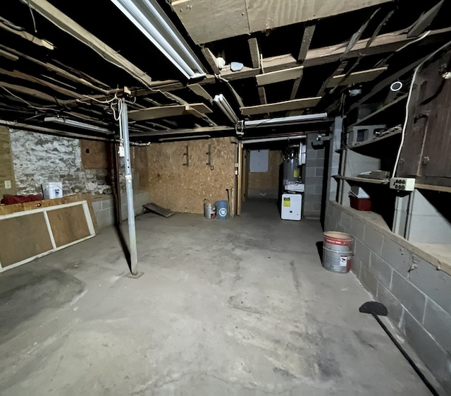 basement with water heater