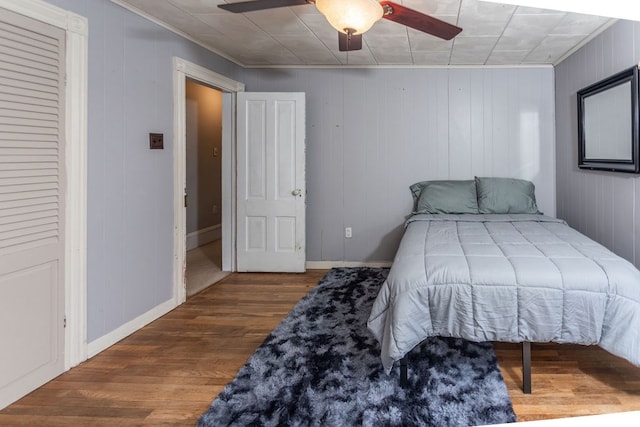 11 Purple St, Wellsboro, PA 16901 - bedroom featuring baseboards, ceiling fan, and wood finished floors