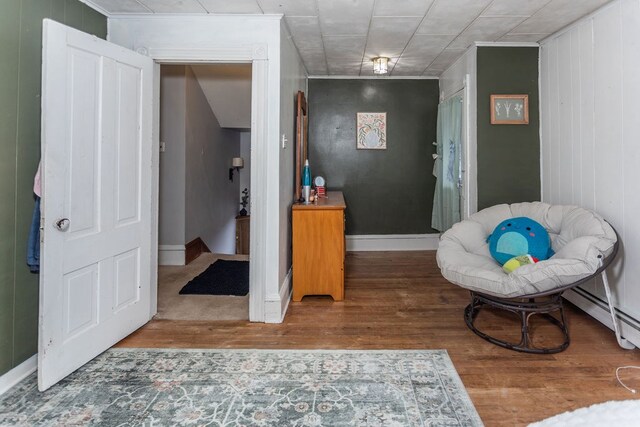 11 Purple St, Wellsboro, PA 16901 - living area with wood finished floors, baseboards, and a baseboard radiator