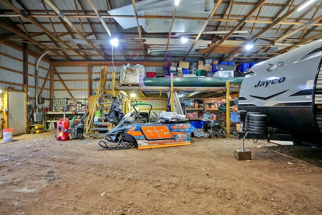 garage featuring metal wall