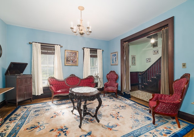 interior space with a notable chandelier