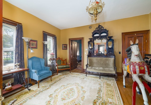 sitting room featuring hardwood / wood-style floors