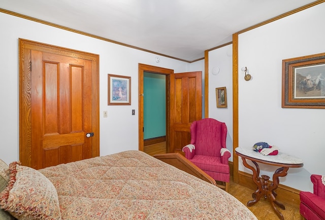 bedroom with ornamental molding