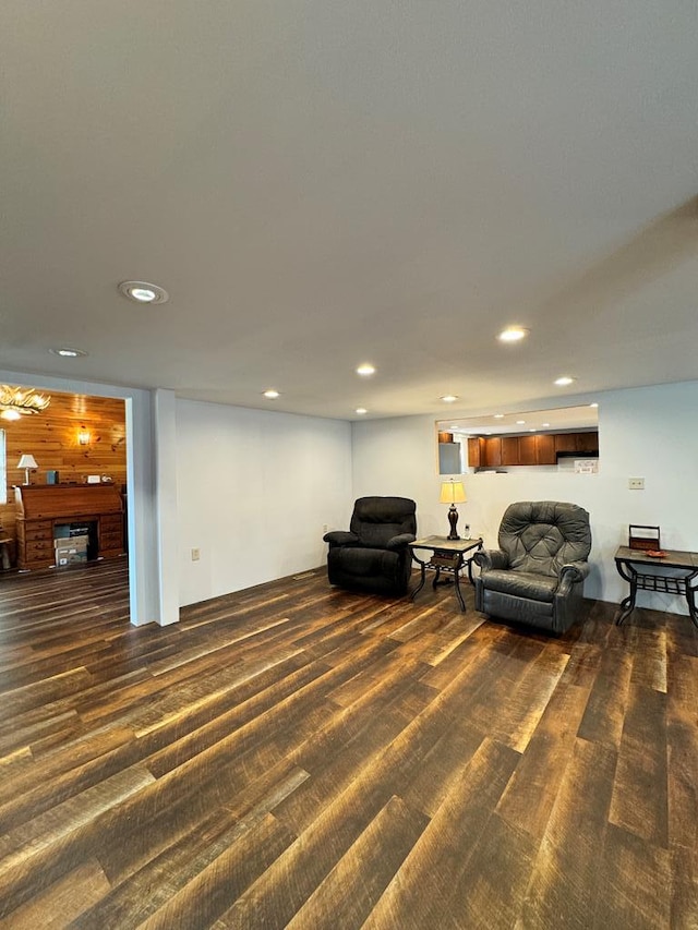 living room with a fireplace