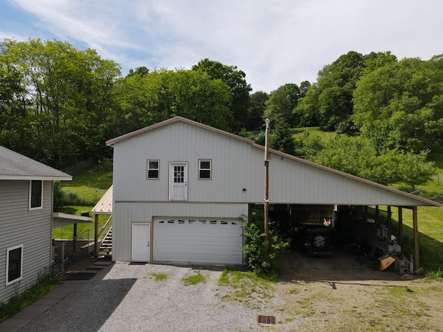 view of garage