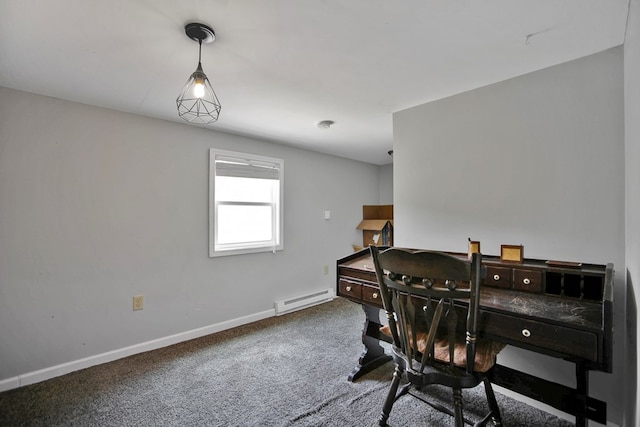 658 Ashley Hill Rd, Mansfield, PA 16933 - carpeted home office with a baseboard radiator and baseboards