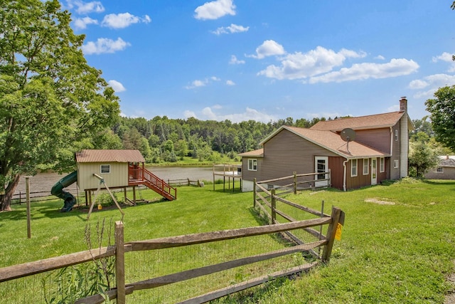 658 Ashley Hill Rd, Mansfield, PA 16933 - view of yard with a playground, a water view, and a wooded view