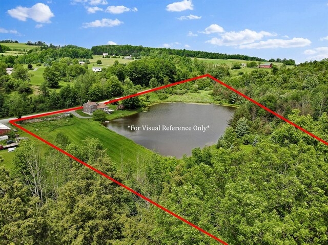 658 Ashley Hill Rd, Mansfield, PA 16933 - aerial view of property's location with a large body of water and property boundaries highlighted