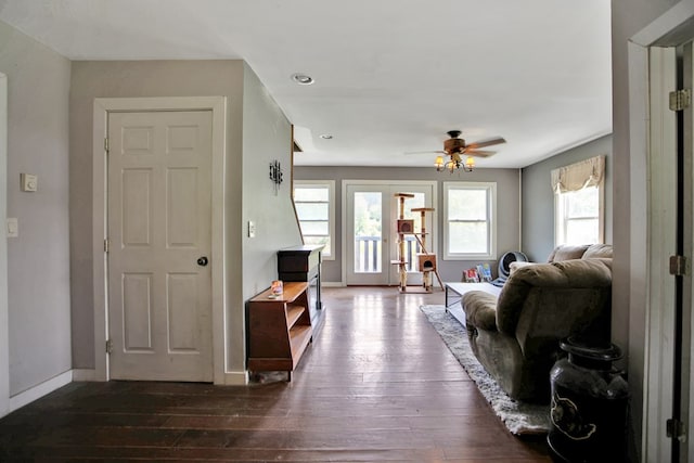 658 Ashley Hill Rd, Mansfield, PA 16933 - living area with plenty of natural light, dark wood finished floors, ceiling fan, and recessed lighting