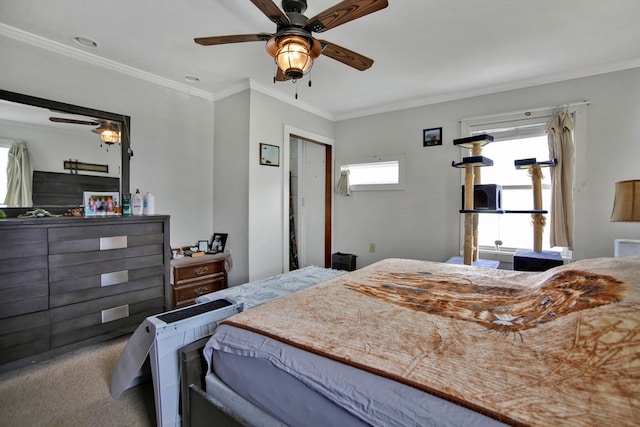 658 Ashley Hill Rd, Mansfield, PA 16933 - carpeted bedroom featuring crown molding and ceiling fan