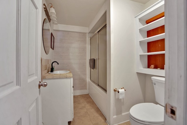 658 Ashley Hill Rd, Mansfield, PA 16933 - bathroom featuring vanity, enclosed tub / shower combo, and tile patterned floors