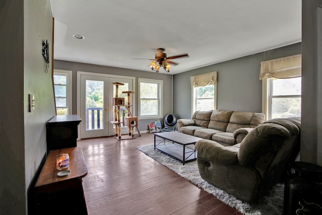 658 Ashley Hill Rd, Mansfield, PA 16933 - living area with a ceiling fan, hardwood / wood-style floors, and recessed lighting