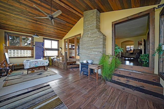 wooden deck with ceiling fan