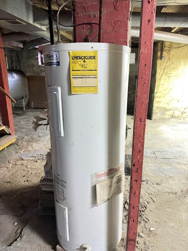 utility room with water heater and heating fuel