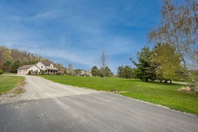 view of road with gravel driveway