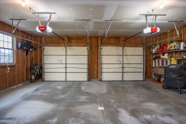 garage with a garage door opener