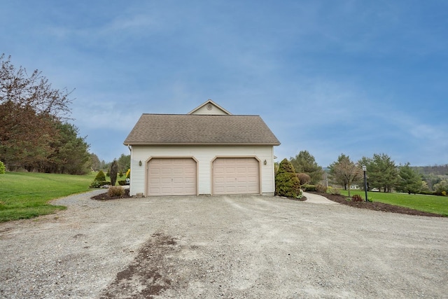 view of detached garage