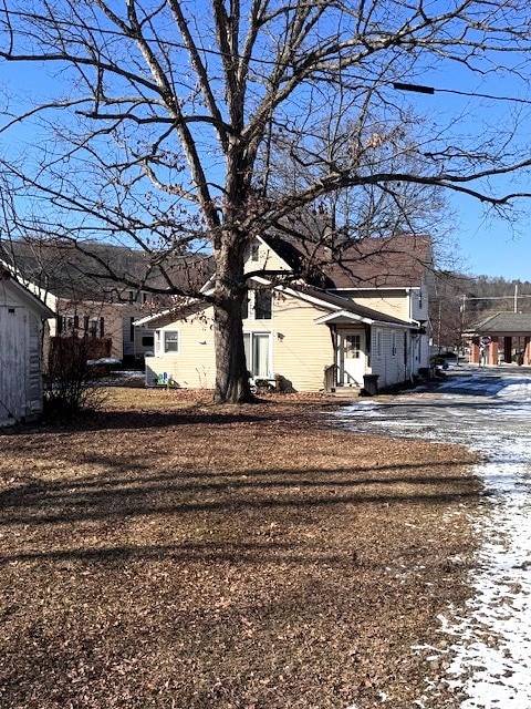 view of snow covered property