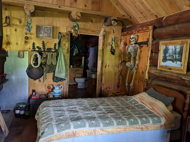 480 Bowers Rd, Coudersport, PA 16915 - bedroom featuring rustic walls and lofted ceiling